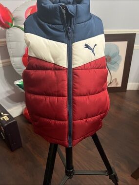 Puma Navy, White & Red Quilted Puffer Vest